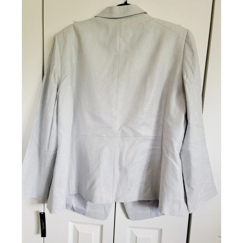 Tahari Arthur Levine Silver Glaze Linen Blend Blazer Jacket 18W NWT‎ RV $285